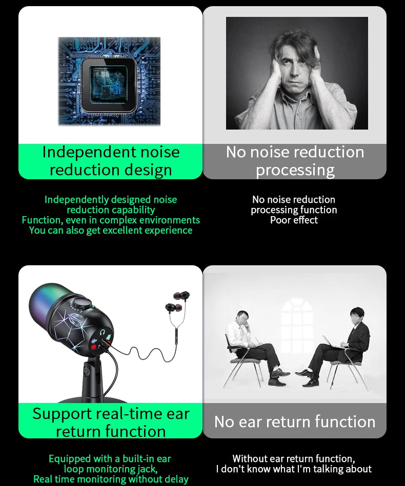 🎤 Microfono USB Condensatore RGB | Riduzione Rumore | Jack Auricolari | Gaming, Podcast & Streaming