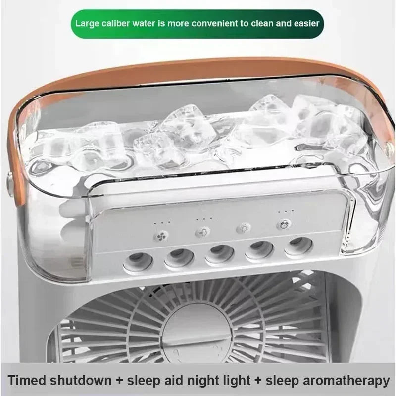❄️ Ventilatore Portatile 3 in 1 | Aria Condizionata + Umidificatore + Luce LED 7 Colori | USB | Casa e Ufficio