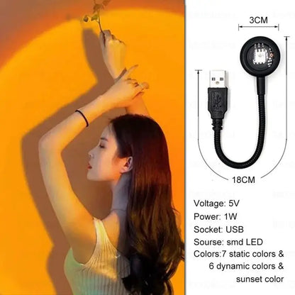 ✨ Lampada LED Proiettore Sunset RGB | Luce Notturna Arcobaleno | USB | Decorazione & Fotografia