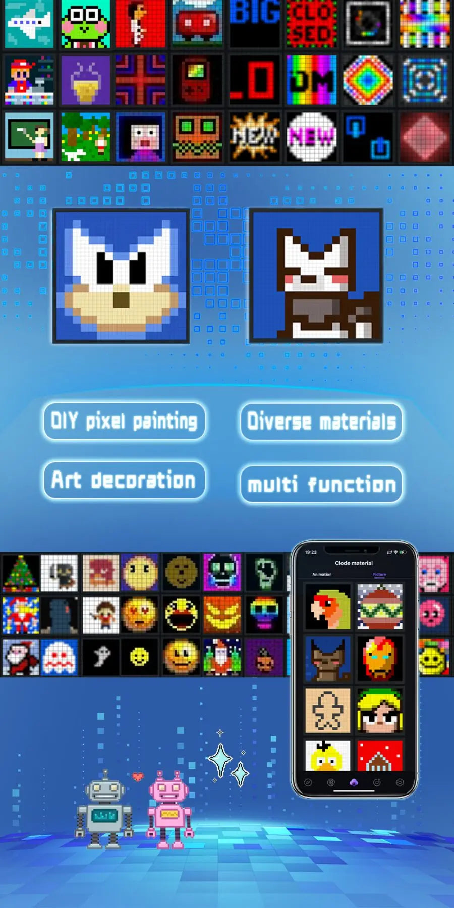🎮 Schermo LED Pixel Matrix RGB | 32x32 / 64x64 | Bluetooth & App | Decorazione Gaming & Anime