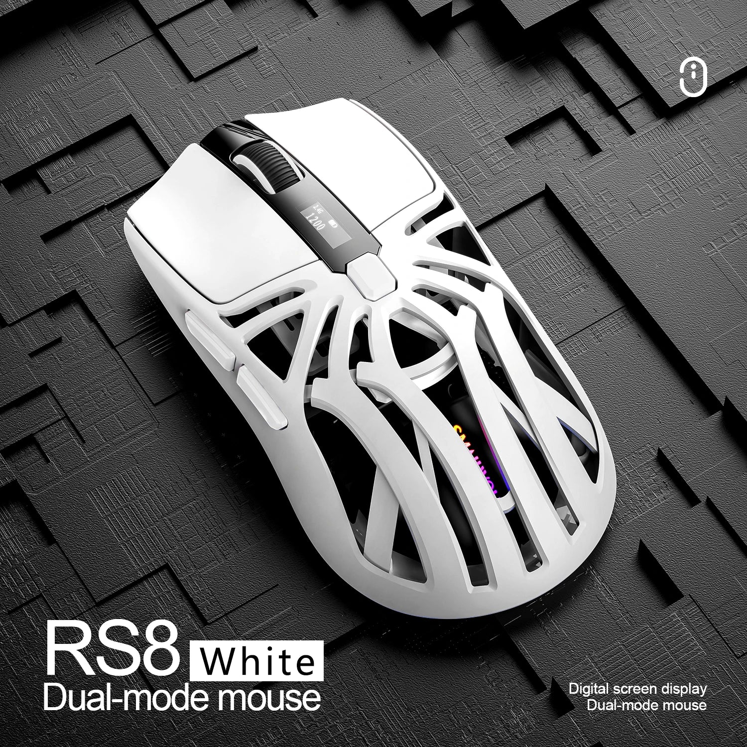 🖖️ Mouse Gaming SMAILWOLF RS8 | Bluetooth + 2.4G + Cavo | 10000 DPI | Retroilluminato | 8 Colori