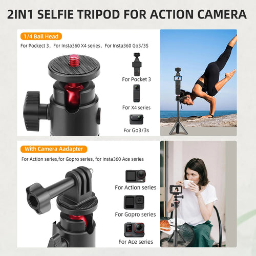Selfie Stick Treppiede per DJI Osmo Pocket 4/3, Action 5/4, Insta360 X4/X3, GoPro – Magazzino Italia | Consegna Rapida