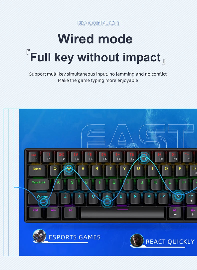 ⌨️ Tastiera Meccanica APAYADO K61 Mini 60% | RGB Phantom | Switch Rosso & Blu | Gaming & Ufficio