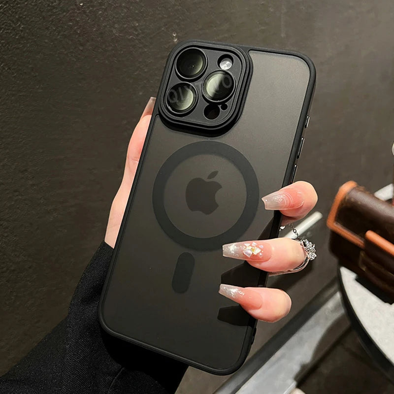 Cover MagSafe Matte Armor iPhone 11 al 17 / Air / Pro / Max — Ricarica Wireless, Antiurto