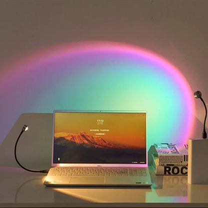 ✨ Lampada LED Proiettore Sunset RGB | Luce Notturna Arcobaleno | USB | Decorazione & Fotografia