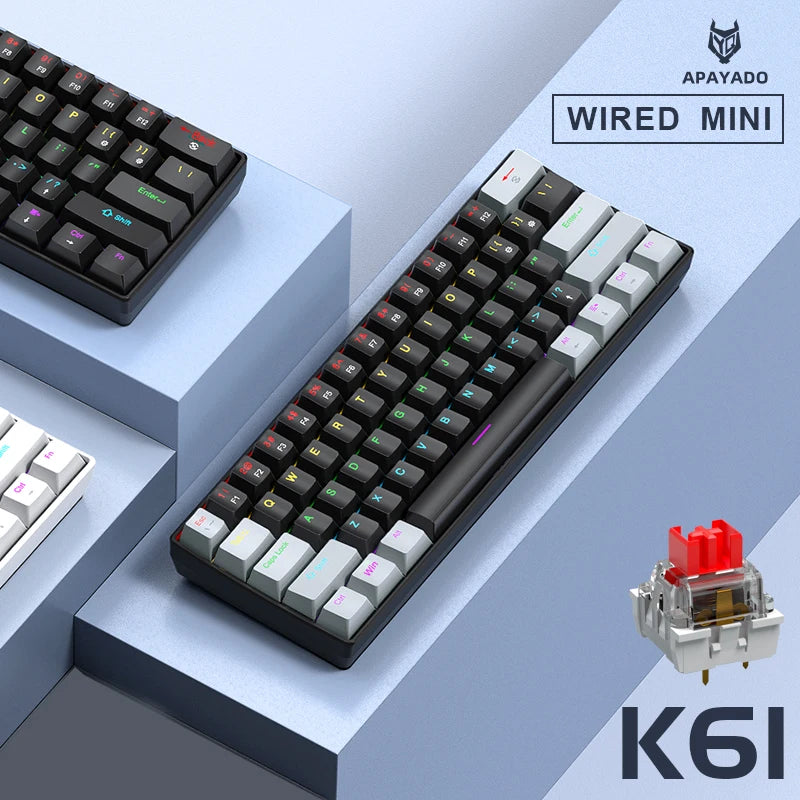 ⌨️ Tastiera Meccanica APAYADO K61 Mini 60% | RGB Phantom | Switch Rosso & Blu | Gaming & Ufficio