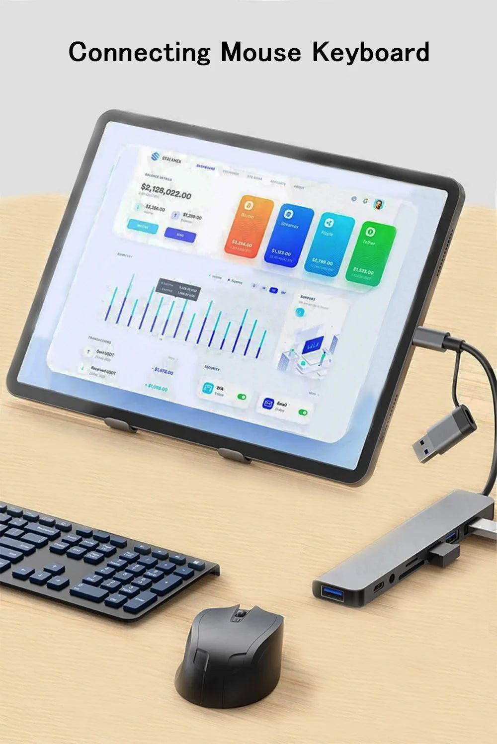 Hub USB-C 8 in 1 — 2x USB 3.0, 2x USB 2.0, USB-C, Lettore TF/SD — Compatibile con MacBook e PC