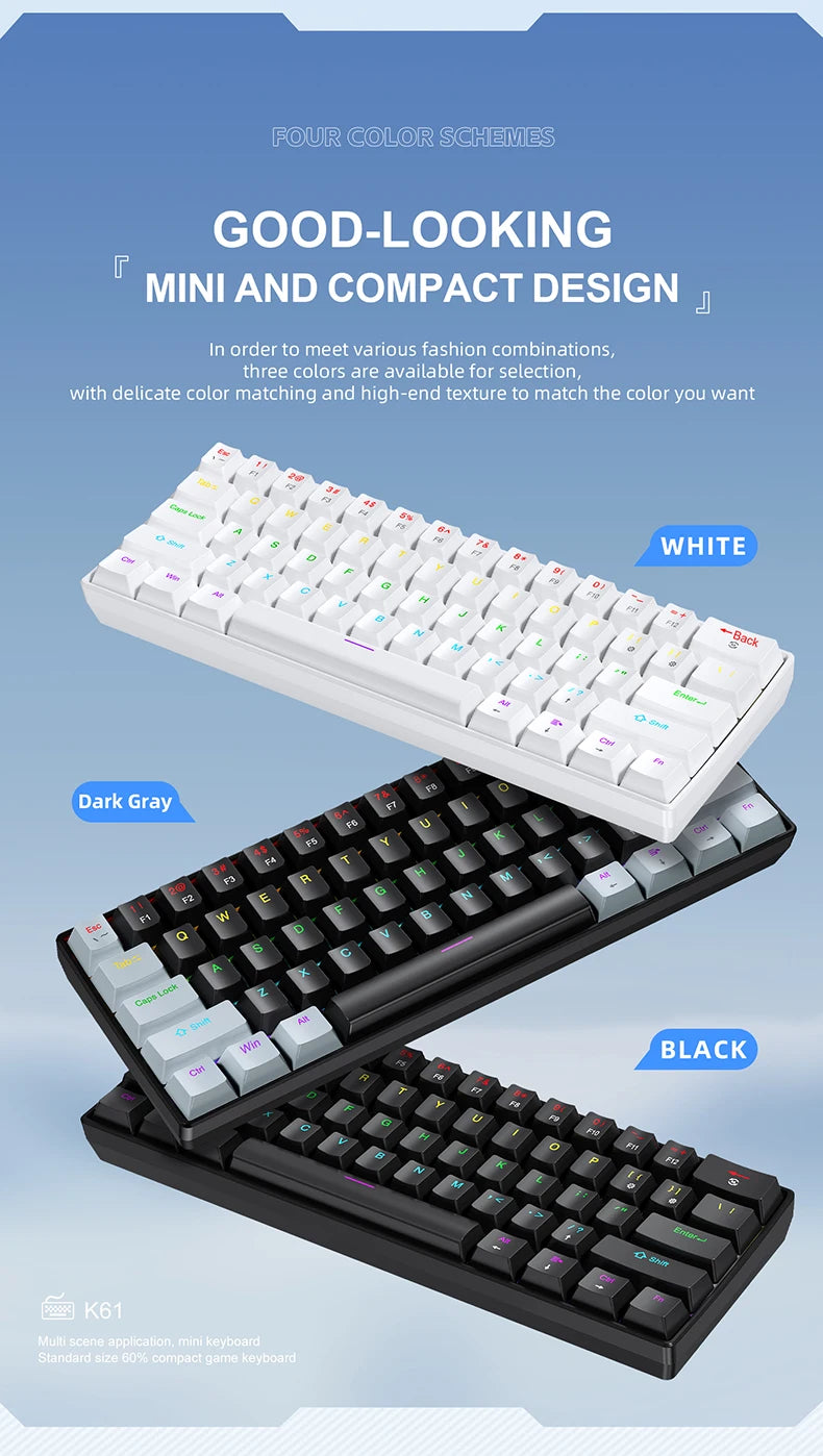 ⌨️ Tastiera Meccanica APAYADO K61 Mini 60% | RGB Phantom | Switch Rosso & Blu | Gaming & Ufficio