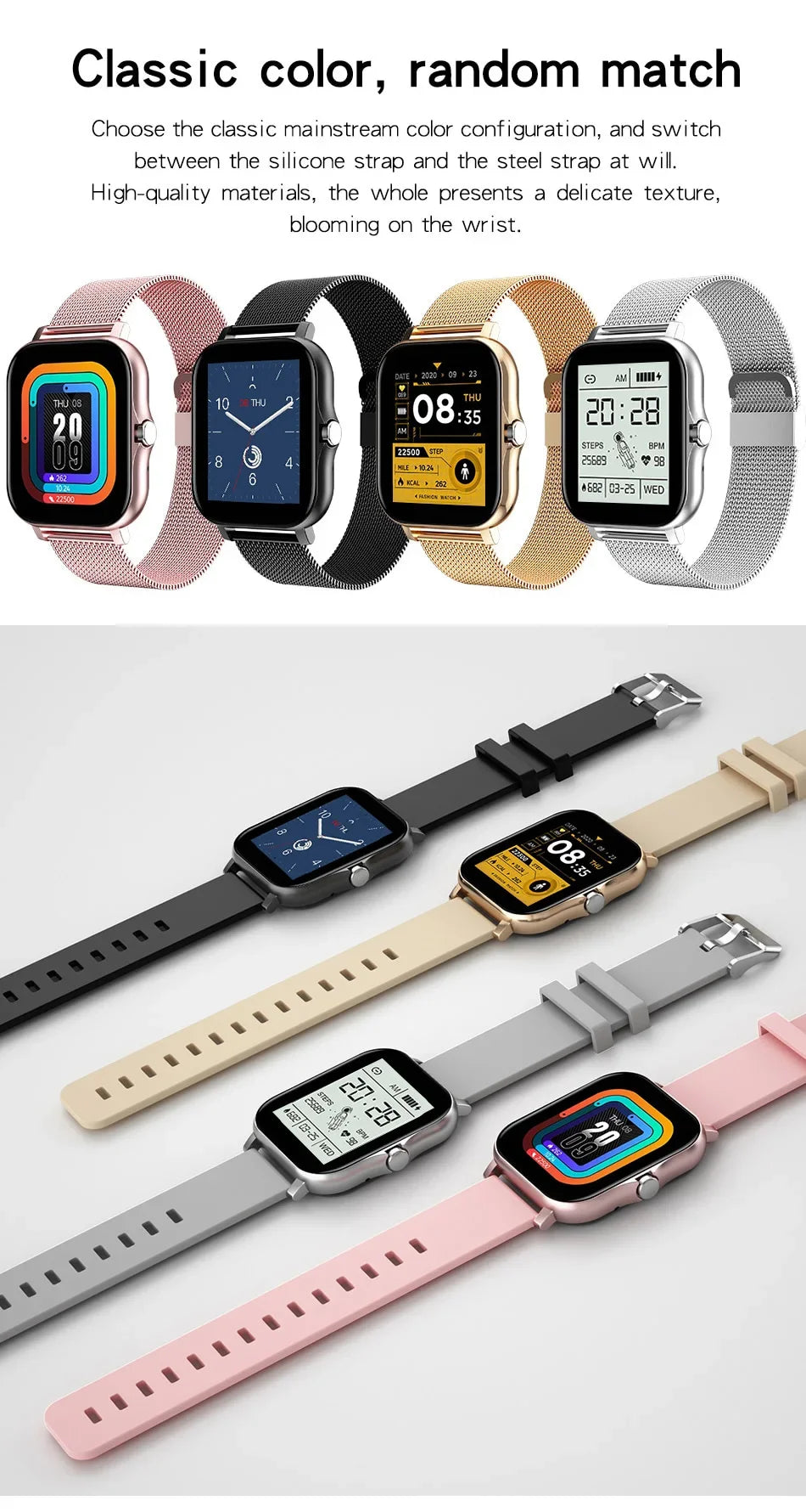 ⌚ Smartwatch Bluetooth con Chiamate | Schermo Touch 1.44" | Ricarica Magnetica | 8 Colori