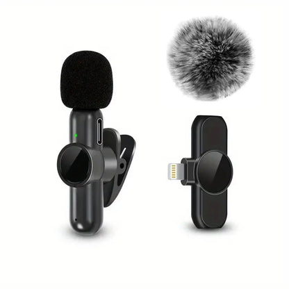 Microfono Lavalier Wireless — Plug & Play per iPhone e Android — 10h Batteria, 20m Portata