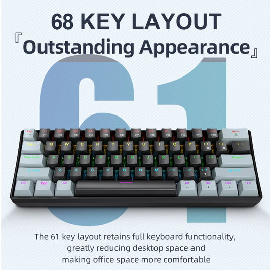 ⌨️ Tastiera Meccanica APAYADO K61 Mini 60% | RGB Phantom | Switch Rosso & Blu | Gaming & Ufficio