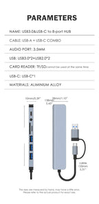 🔌 Hub USB-C 8 in 1 USB 3.0 Lettore SD MacBook PC