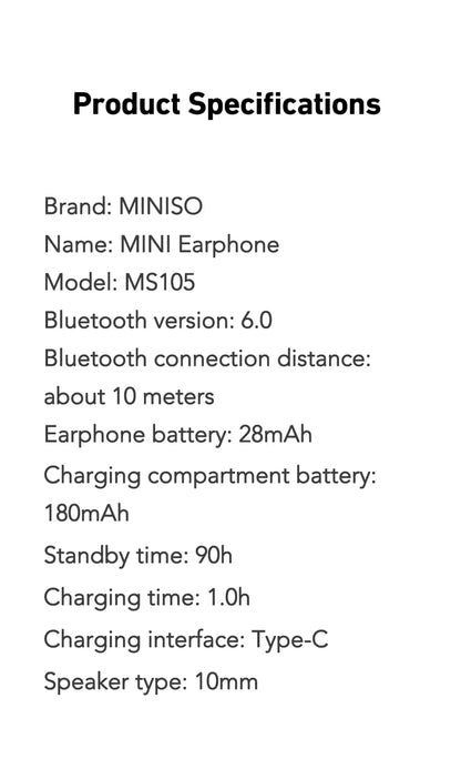 Auricolari Bluetooth TWS MINISO MS105 — In-Ear Wireless con Custodia di Ricarica