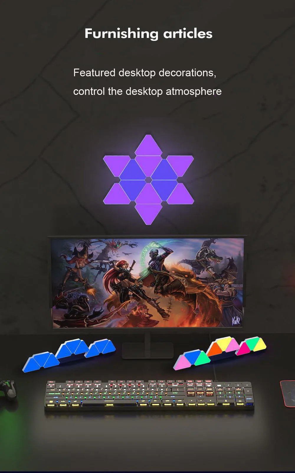 💡 Lámparas LED Triángulo RGB | WiFi & Bluetooth | Control por App | Decoración Gaming y Dormitorio