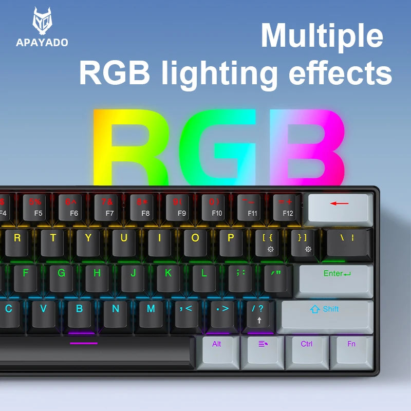 ⌨️ Tastiera Meccanica APAYADO K61 Mini 60% | RGB Phantom | Switch Rosso & Blu | Gaming & Ufficio
