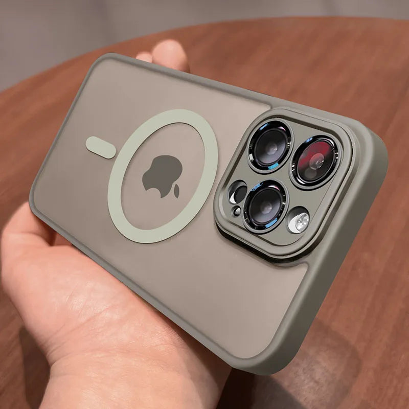 Cover MagSafe Matte Armor iPhone 11 al 17 / Air / Pro / Max — Ricarica Wireless, Antiurto