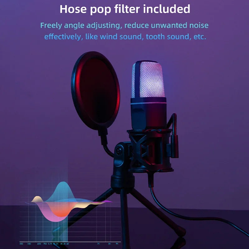 🎤 Microfono USB RGB Condensatore | Riduzione Rumore | Podcast, Streaming & Studio | PC e Laptop