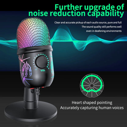 🎤 Microfono USB Condensatore RGB | Riduzione Rumore | Jack Auricolari | Gaming, Podcast & Streaming