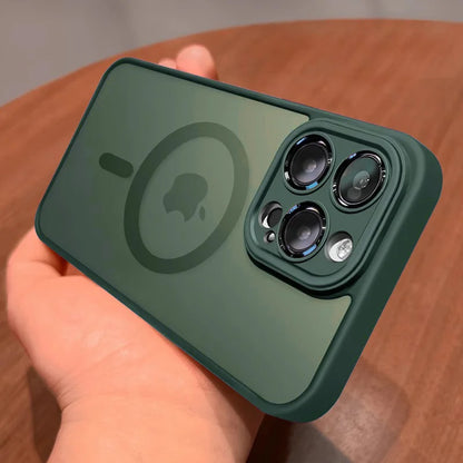 Cover MagSafe Matte Armor iPhone 11 al 17 / Air / Pro / Max — Ricarica Wireless, Antiurto