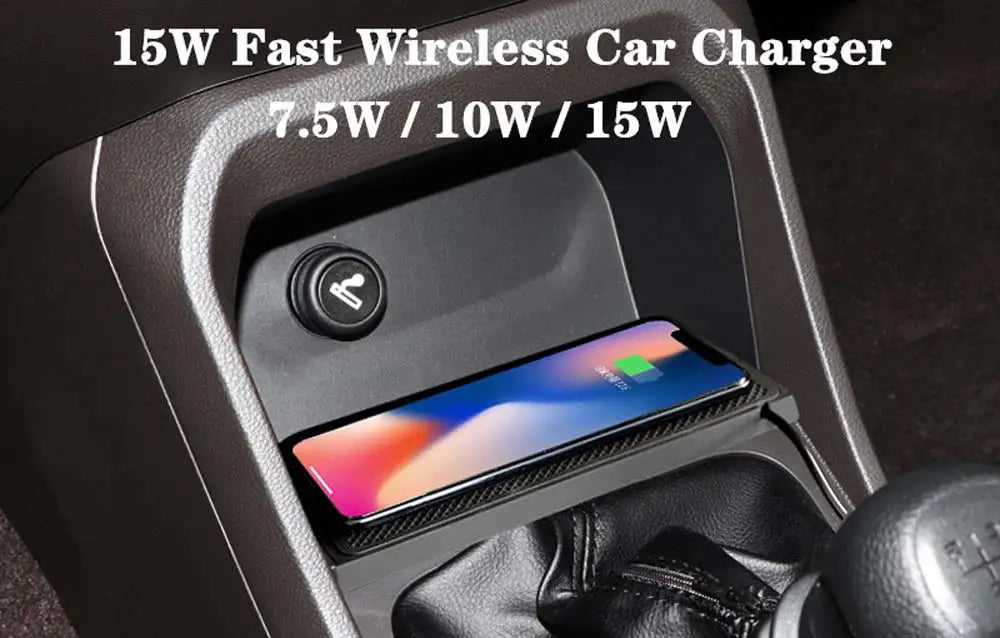 🚗 Caricatore Wireless per Auto 15W | Tappetino Antiscivolo | USB & USB-C | iPhone & Android