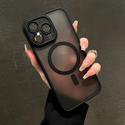 Cover MagSafe Matte Armor iPhone 11 al 17 / Air / Pro / Max — Ricarica Wireless, Antiurto