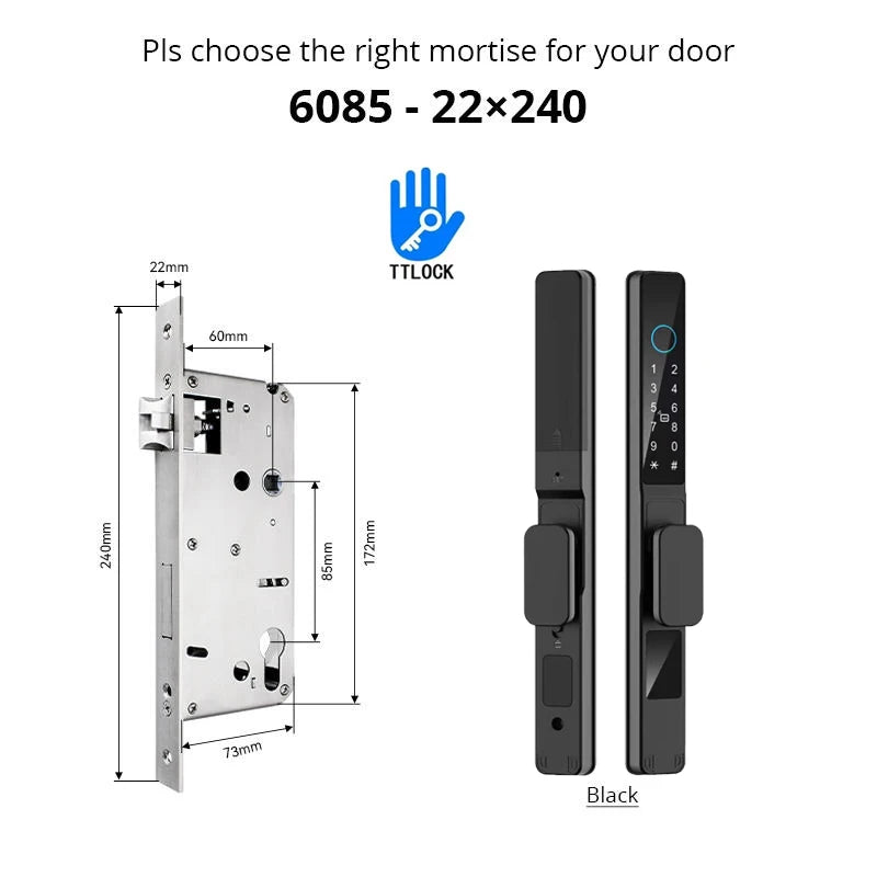 Serratura Intelligente TTLock — Impronta, Codice, RFID, App, Alexa — IP66 Alluminio per Porte