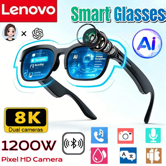 🕶️ Occhiali Intelligenti Lenovo 2026 – Traduttore IA, Bluetooth, Musica e Chiamate | Uomo e Donna