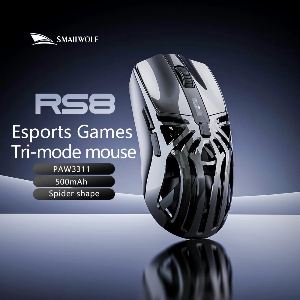 🖖️ Mouse Gaming SMAILWOLF RS8 | Bluetooth + 2.4G + Cavo | 10000 DPI | Retroilluminato | 8 Colori