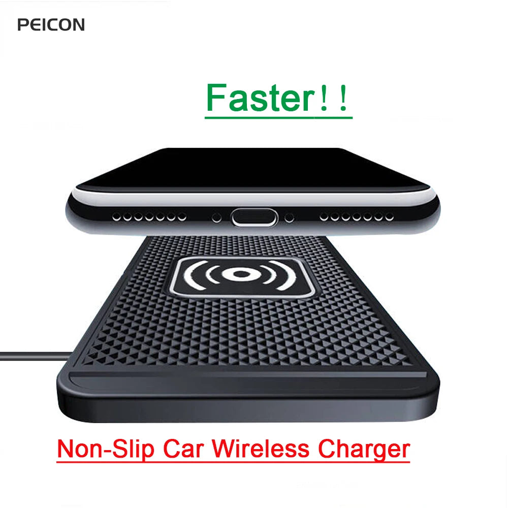 🚗 Caricatore Wireless per Auto 15W | Tappetino Antiscivolo | USB & USB-C | iPhone & Android