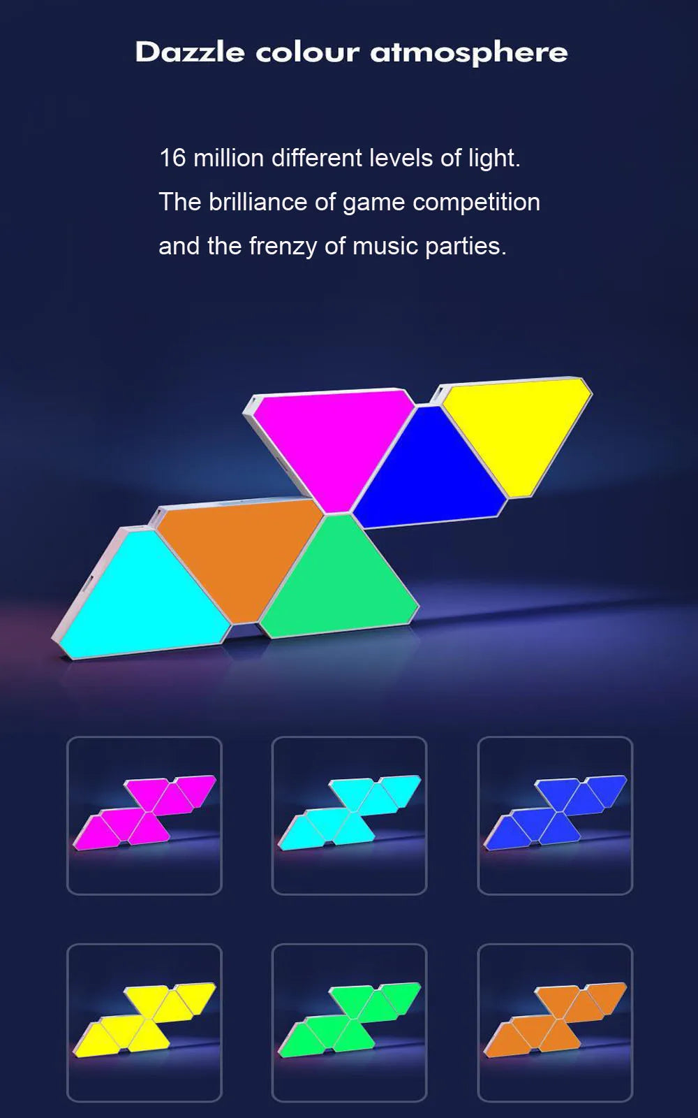 💡 Lámparas LED Triángulo RGB | WiFi & Bluetooth | Control por App | Decoración Gaming y Dormitorio