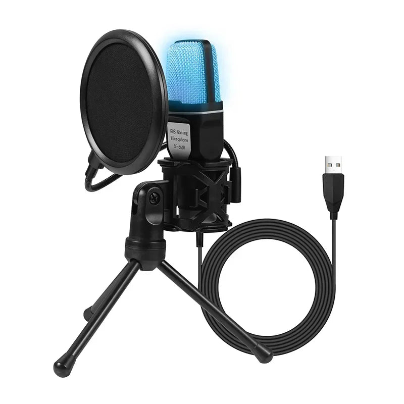 🎤 Microfono USB RGB Condensatore | Riduzione Rumore | Podcast, Streaming & Studio | PC e Laptop